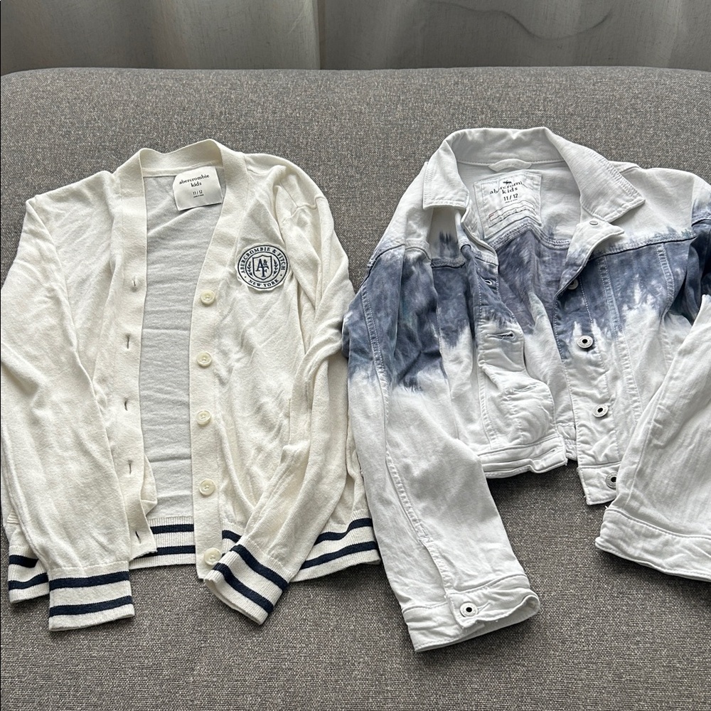 Abercrombie Kids White Cardigan with Navy Accents